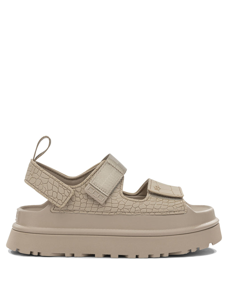Ugg Ugg Goldenglow Embossed Low Sandals Beige - World Class Fashion