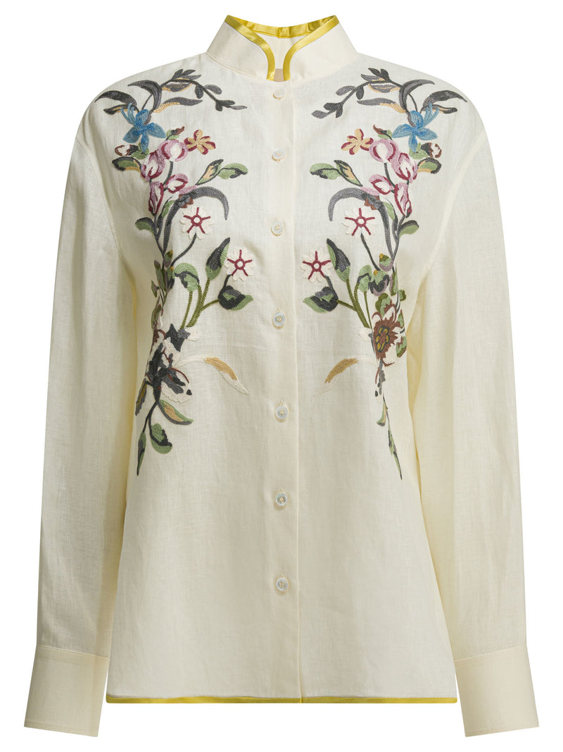 Valentino Valentino Embroidered Linen Shirt White Women - World Class Fashion