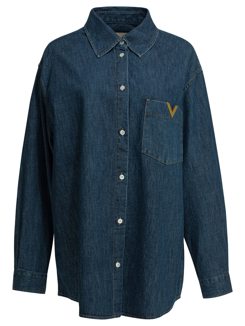 Valentino Valentino Women's Blue Cotton Shirt - World Class Fashion