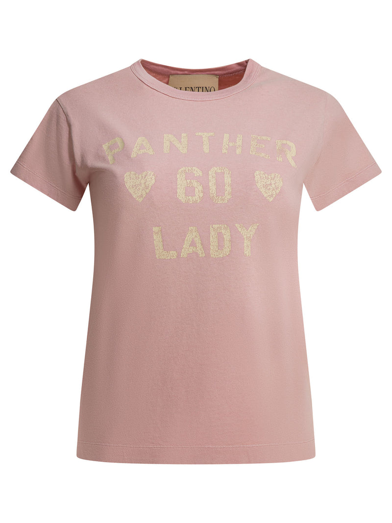 Valentino Valentino Panther Lady Crewneck T-Shirt Pink - World Class Fashion