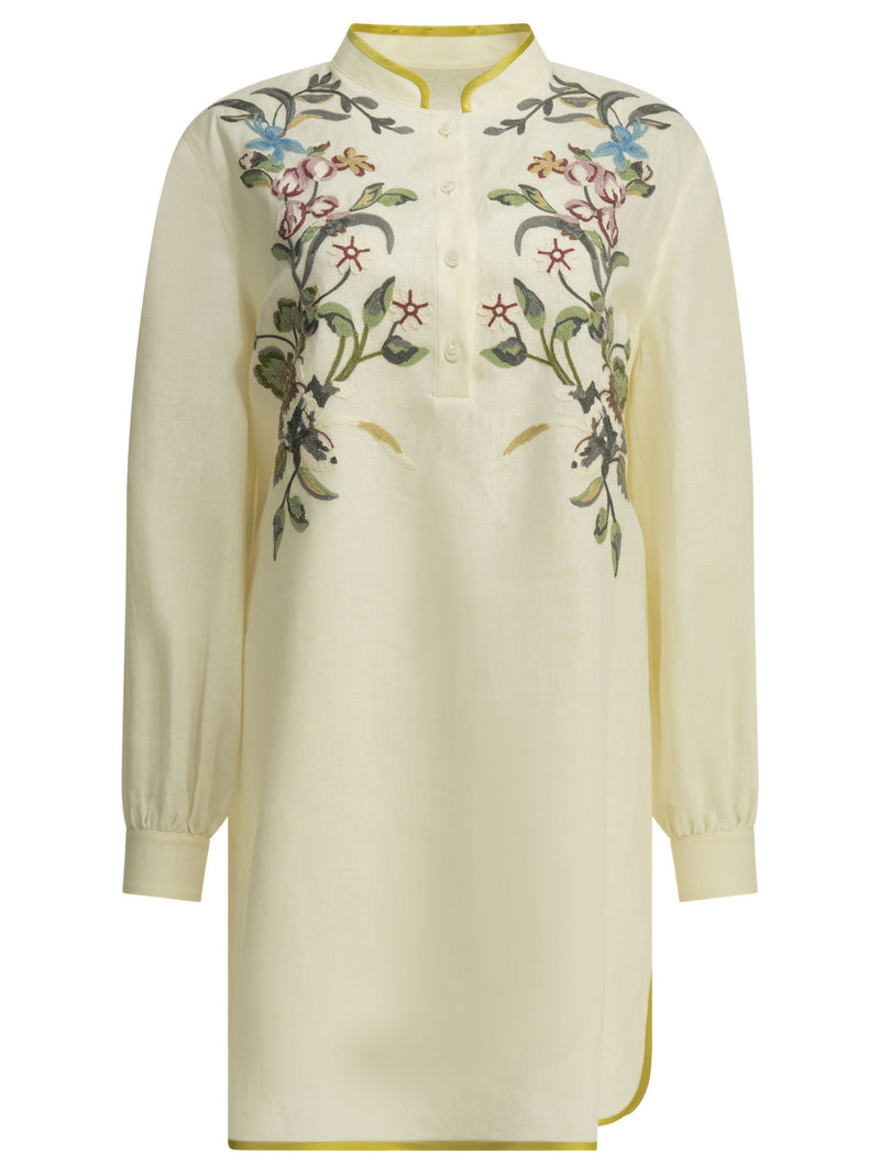 Valentino Valentino Embroidered Chemisier Short Dress White - World Class Fashion