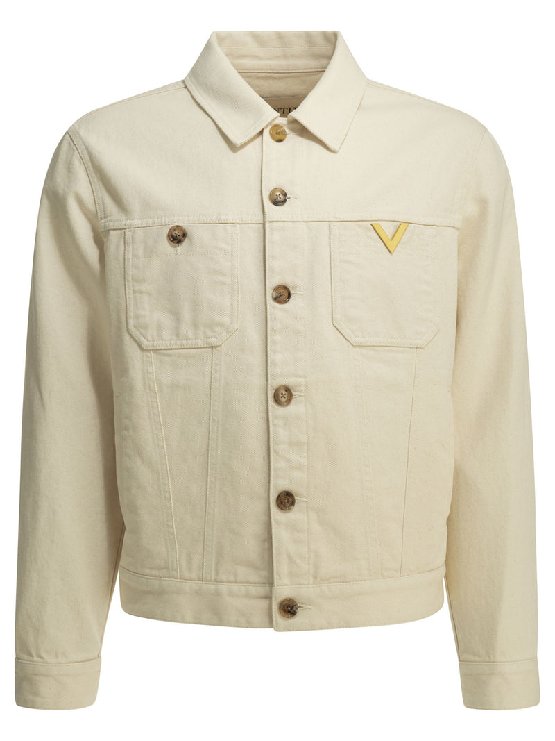 Valentino Valentino Genie Bull Reverse Denim Jacket White - World Class Fashion