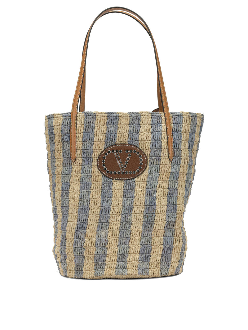 Valentino Garavani Bolso de hombro Valentino Garavani Vlogo de rafia color beige - World Class Fashion
