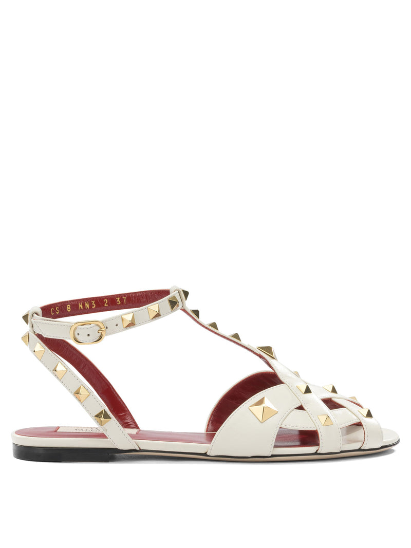 Valentino Garavani Valentino Garavani White Kid and Calf Leather Sandals - World Class Fashion