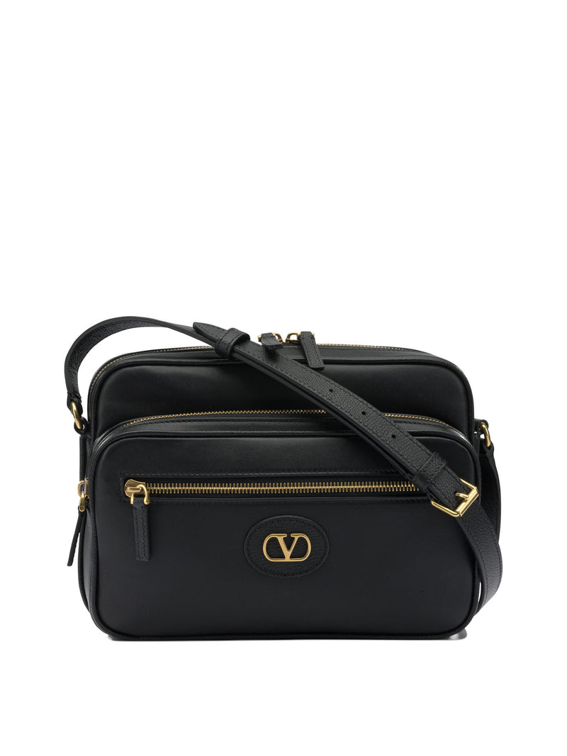 Valentino Garavani Valentino Garavani Black Calf Leather Crossbody Bag - World Class Fashion