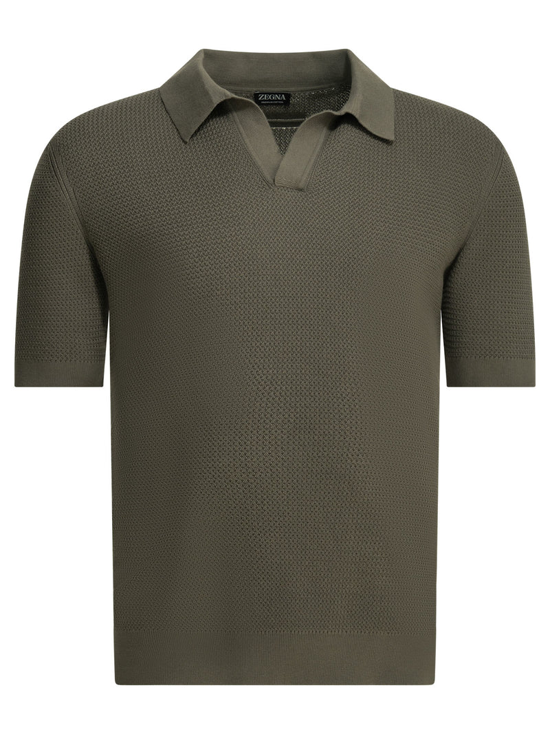 Zegna Zegna Polo Shirt Without Buttons Green Men - World Class Fashion