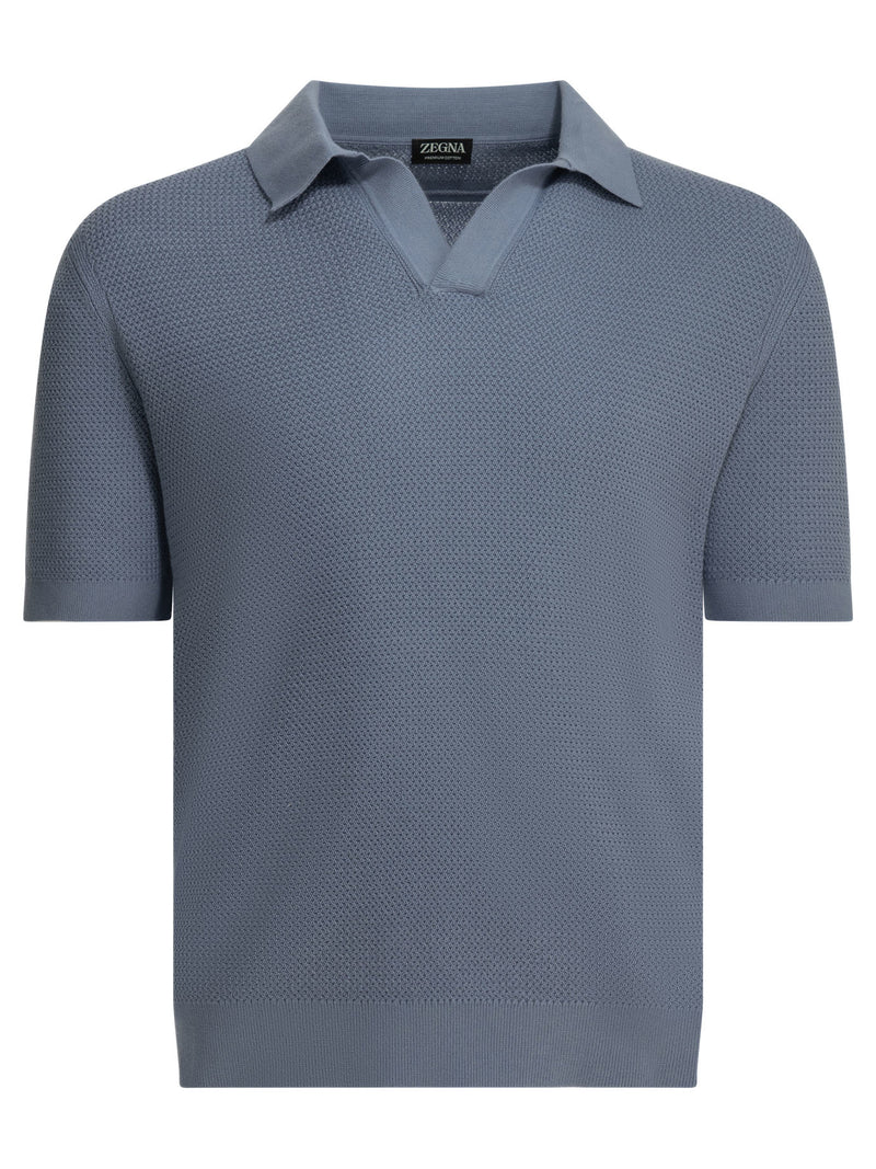 Zegna Zegna Cotton Polo Shirt Light Blue Men - World Class Fashion