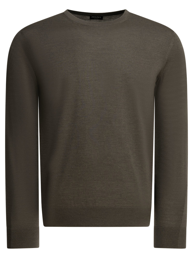 Zegna Zegna Cashmere and Silk Crewneck Sweater Grey - World Class Fashion