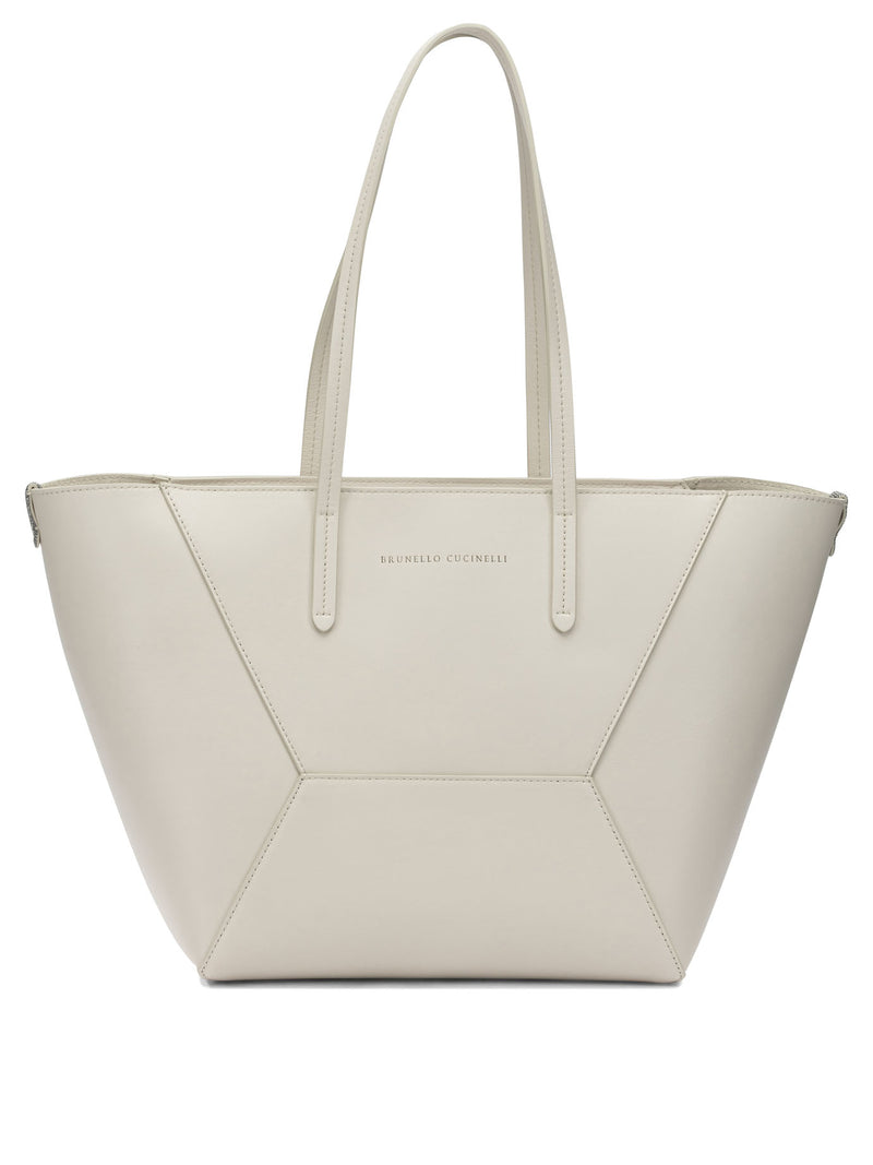 Brunello Cucinelli Brunello Cucinelli BC Duo Large Shoulder Bag White - World Class Fashion