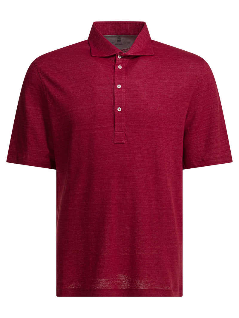 Brunello Cucinelli Brunello Cucinelli Linen Cotton Polo Shirt Red - World Class Fashion
