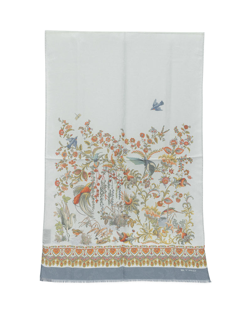 Etro Etro Flora And Fauna Scarf Light Blue - World Class Fashion