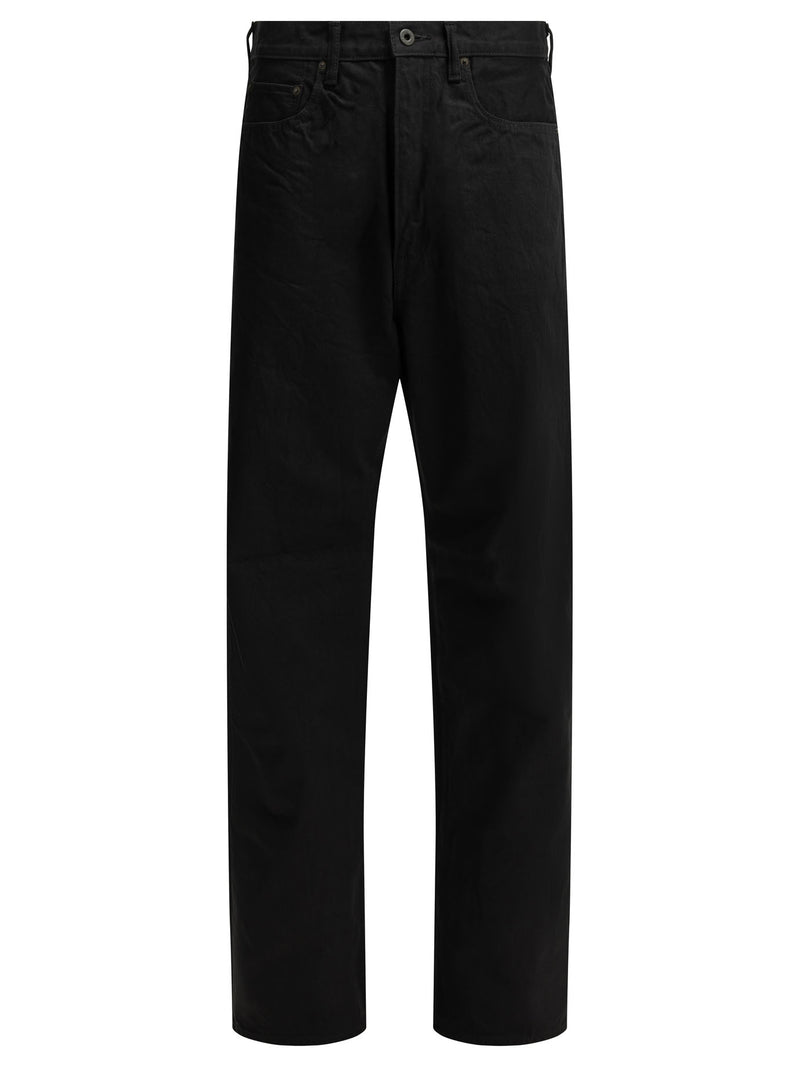 Kapital Kapital Blkxblk Denim 5P Monkey Th Wide-leg Jeans Black - World Class Fashion