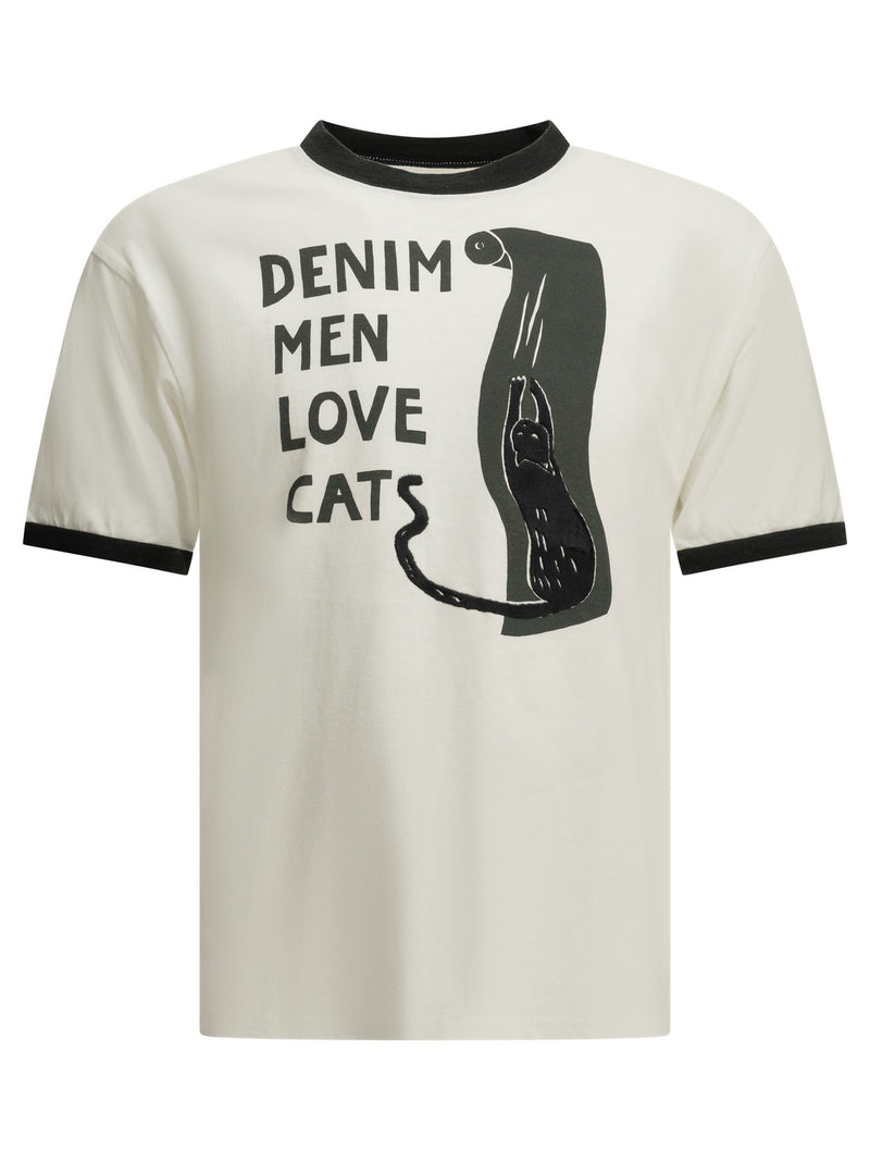 Kapital Kapital Ring Denim Love Cats T-shirt White - World Class Fashion