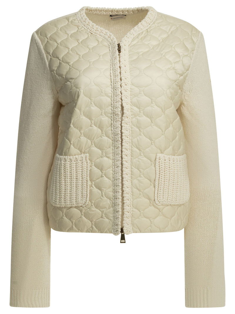 Moncler Moncler Quilted Cotton Cardigan White - World Class Fashion