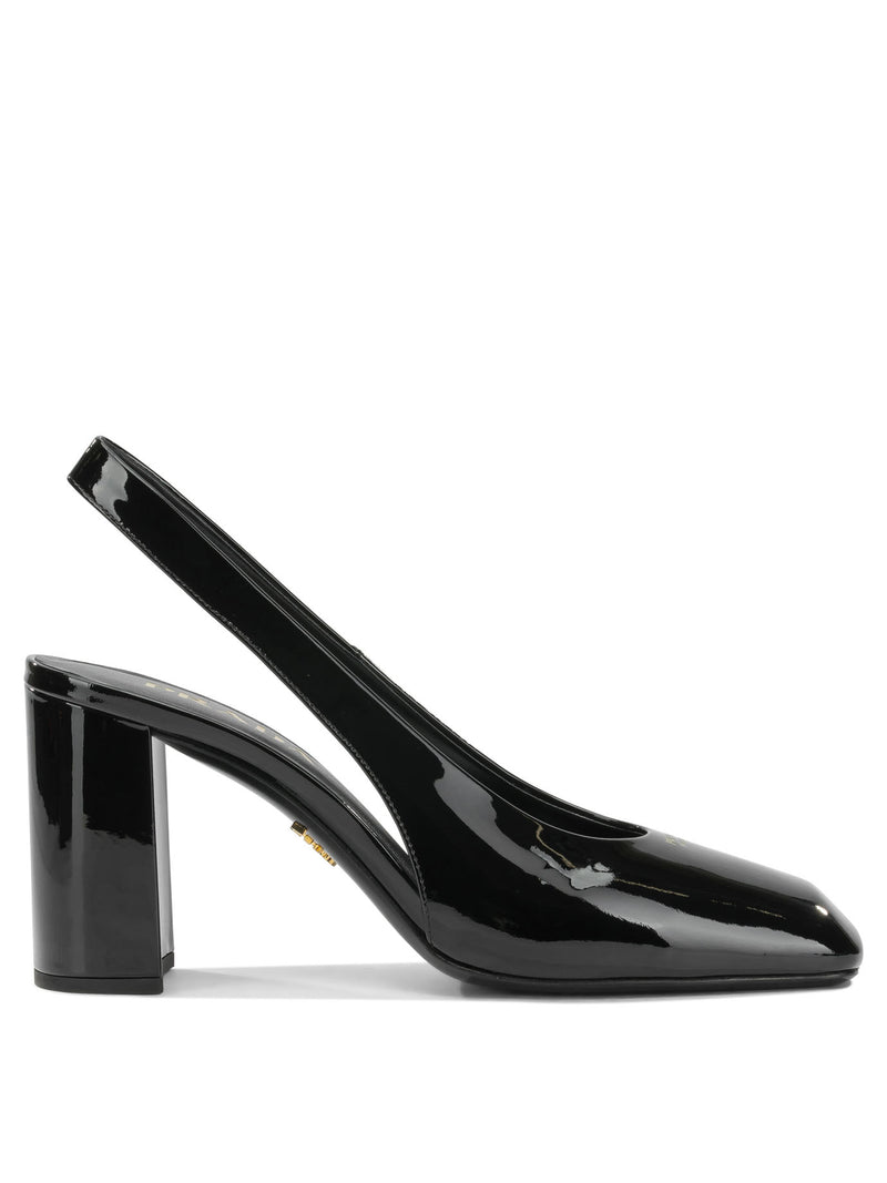 Prada Prada 85mm Patent Leather Slingbacks - World Class Fashion