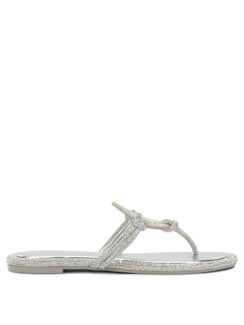 Tory Burch Tory Burch Miller Flat Sandals Silver - World Class Fashion