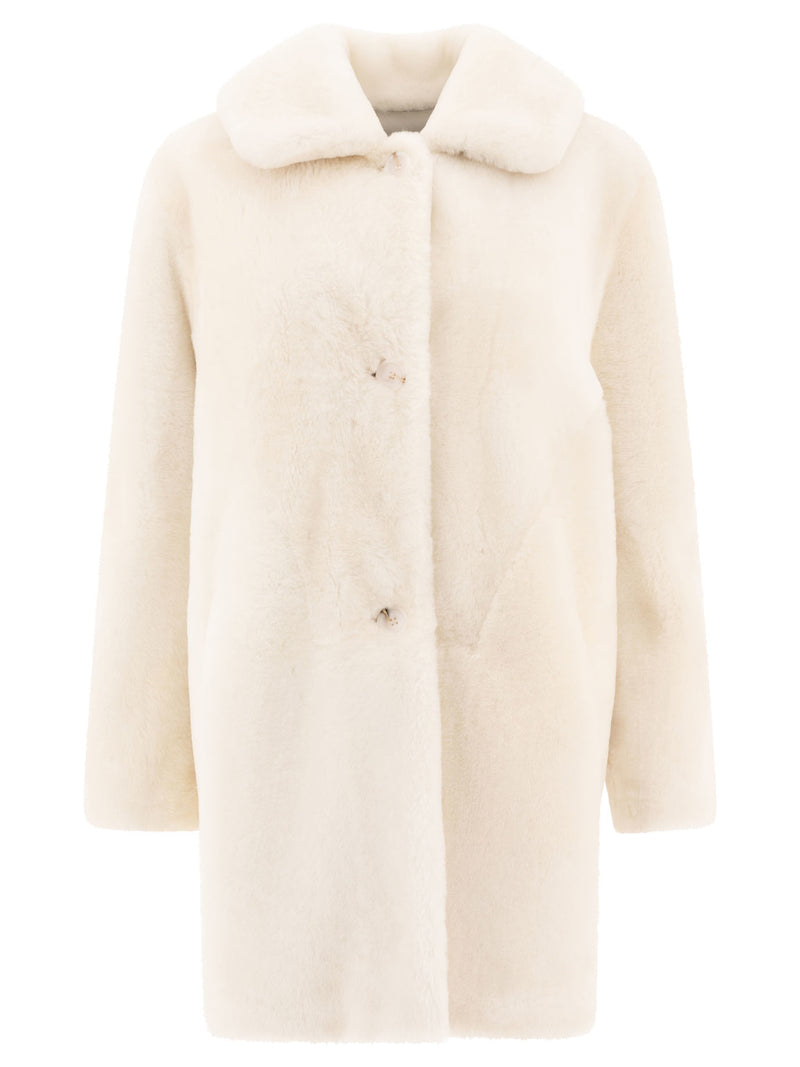 B&w Abrigo de borrego reversible blanco y negro para mujer - World Class Fashion