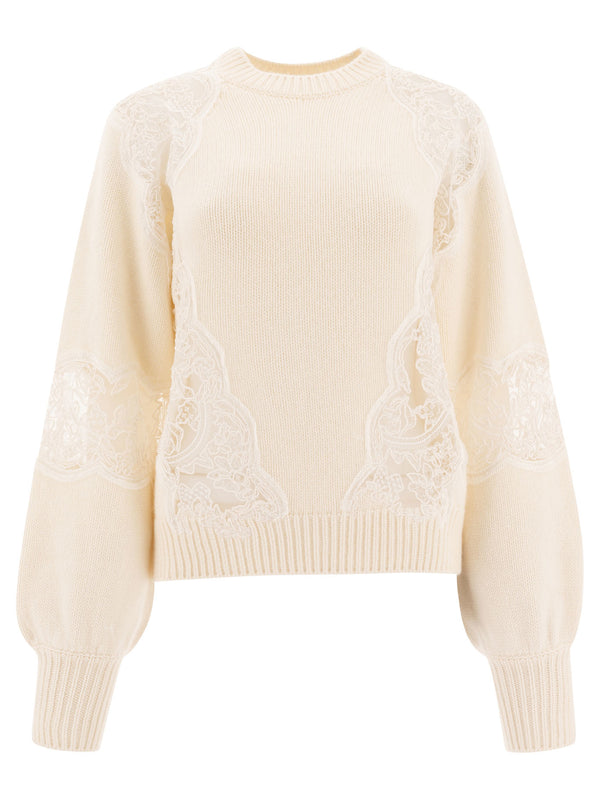 Elie Saab Sweater With Lace Inserts