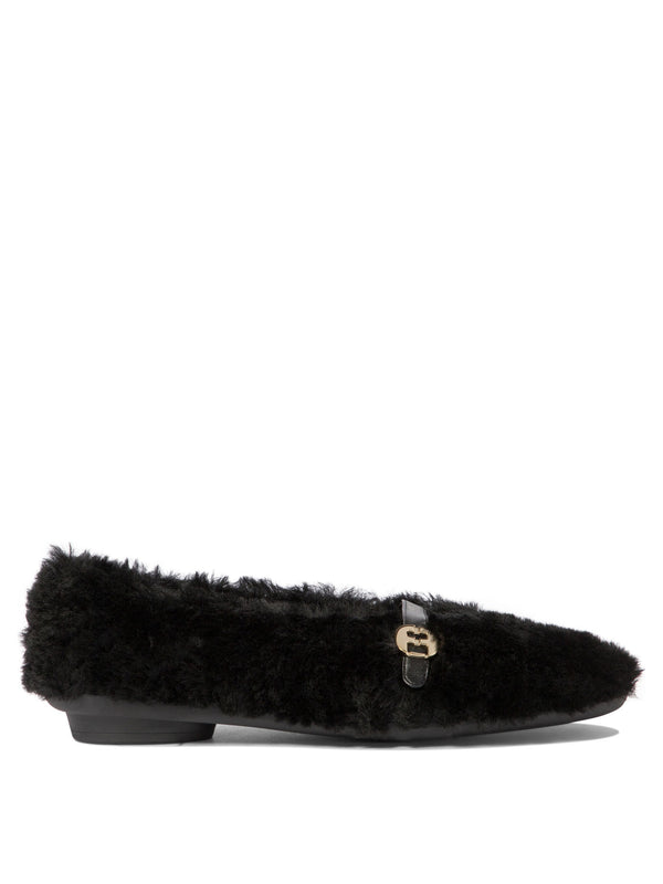 Ferragamo "noella Fur" Shearling Ballet Flats