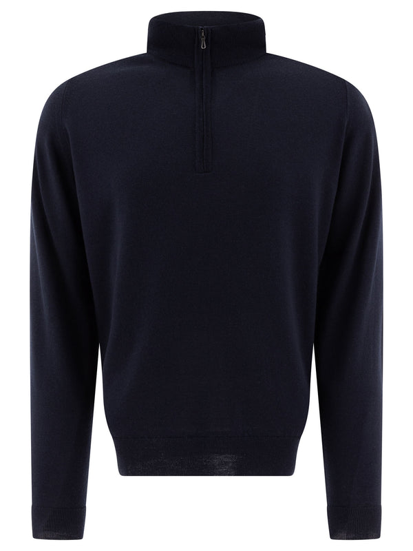 John Smedley Merino Wool "tapton" Half-zip Sweater