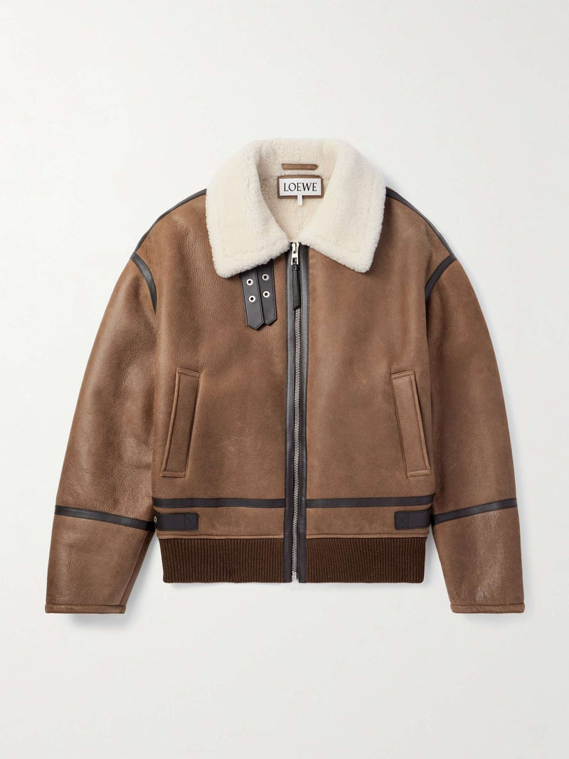 Loewe Loewe Shearling Jacket Brown Men - World Class Fashion