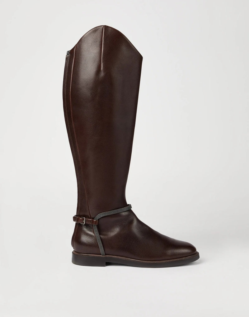 Brunello Cucinelli Brunello Cucinelli Leather High Boots Brown Women - World Class Fashion