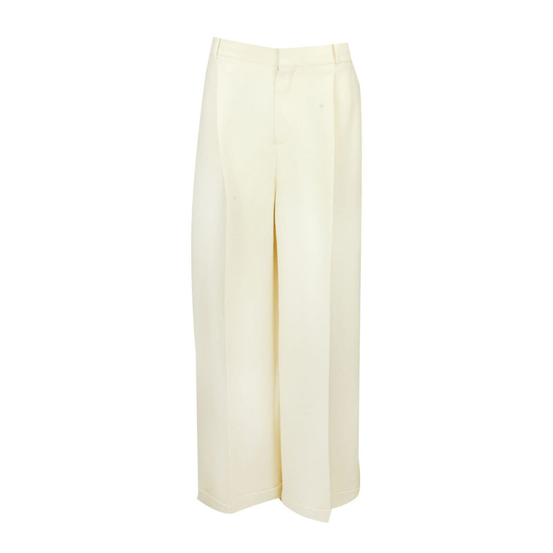 Dior Pantalones de lana y seda Dior Wide Fit Blancos - World Class Fashion