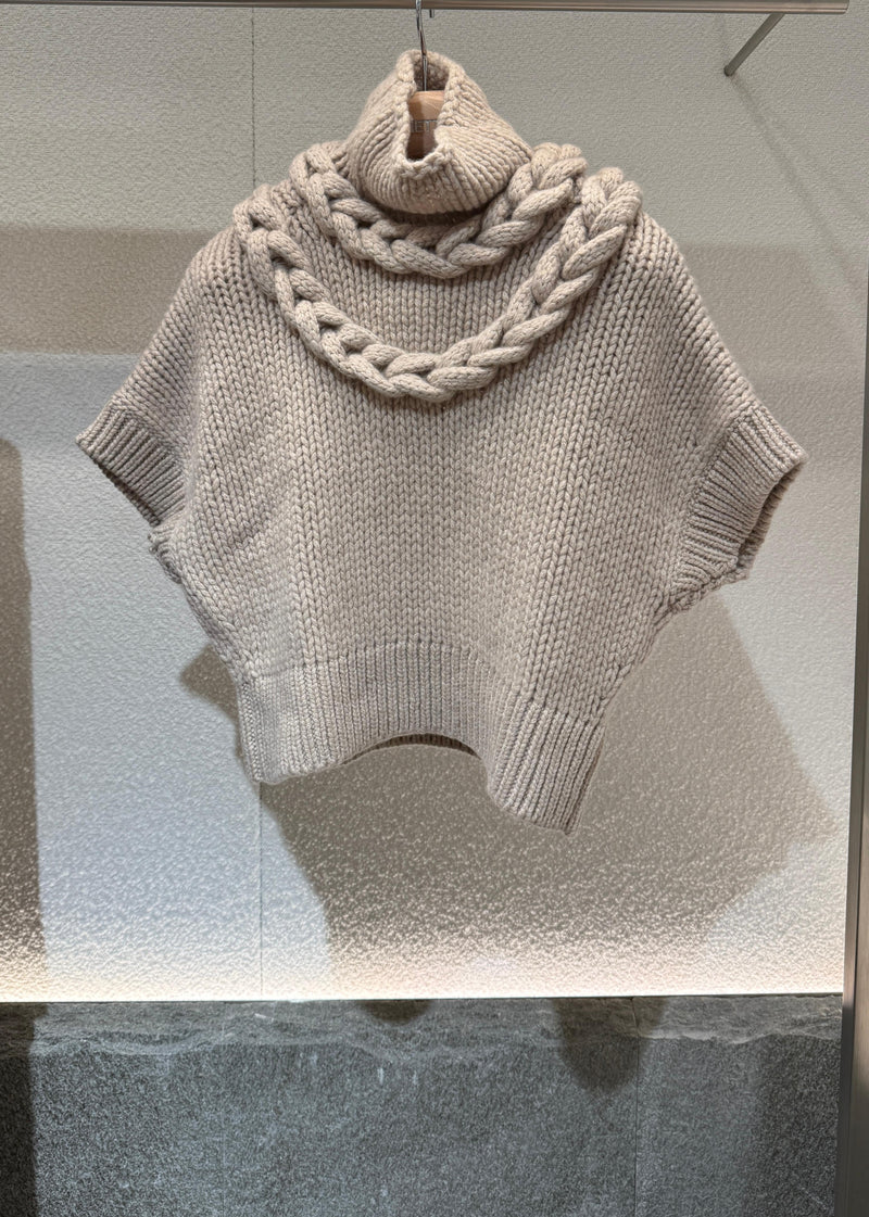 Fedeli Fedeli Rodolite Biggie Sleeveless Sweater Beige Wool - World Class Fashion