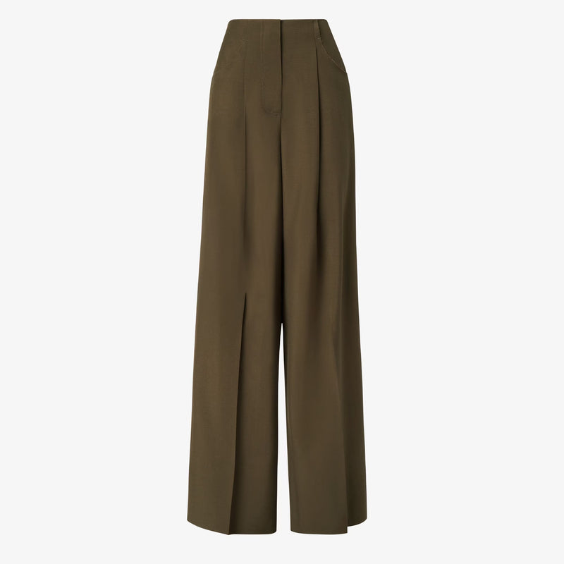 Fendi Fendi Wide Fit Wool Mohair Pants Green Women - World Class Fashion