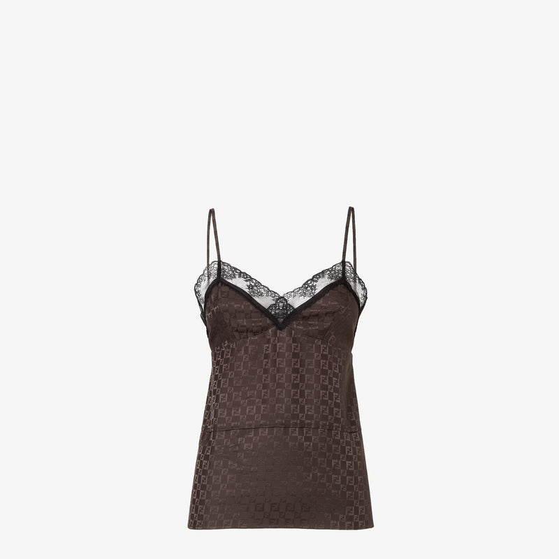Fendi Fendi Jacquard FF Silk Top Brown - World Class Fashion
