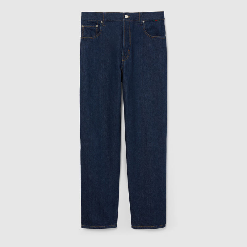 Gucci Pantalones Gucci de mezclilla de algodón de corte slim, azul para hombre - World Class Fashion