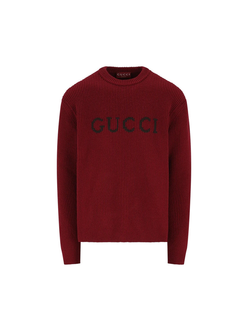 Gucci Gucci Suéter de cuello redondo de cachemir y lana color burdeos - World Class Fashion