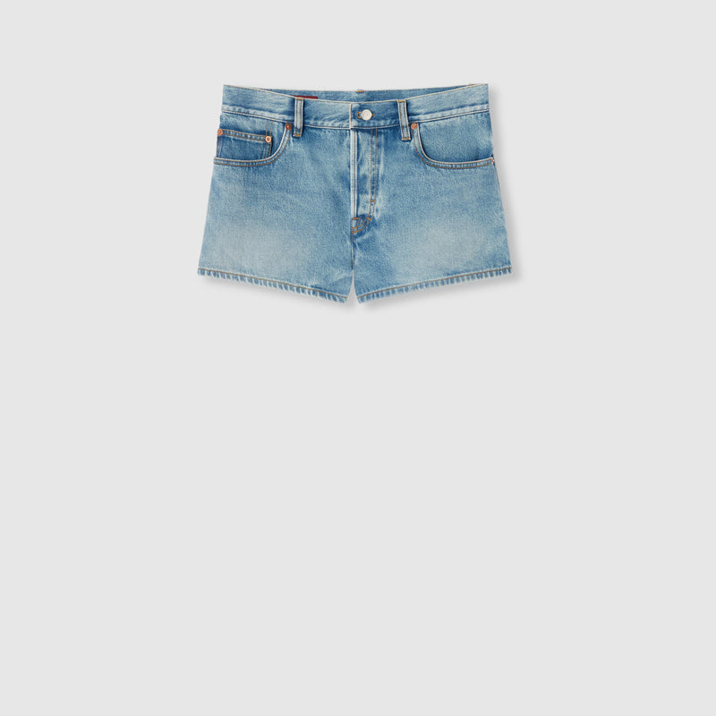 Gucci Shorts de denim lavados a la piedra Gucci azul claro - World Class Fashion