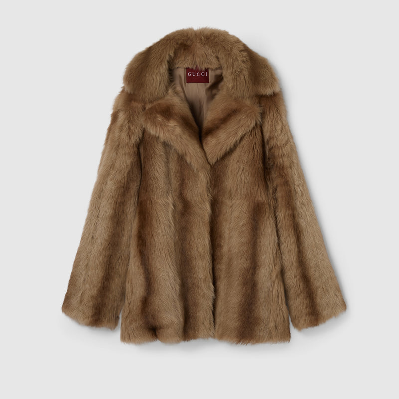 Gucci Gucci Degradé Shearling Coat Beige Women - World Class Fashion