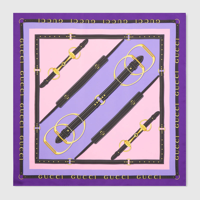 Gucci Gucci Heritage Silk Scarf Purple - World Class Fashion