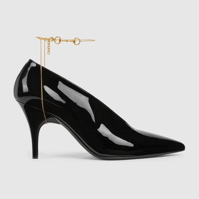 Gucci Zapatos de tacón Gucci Décolletté de piel negra con joya para mujer - World Class Fashion