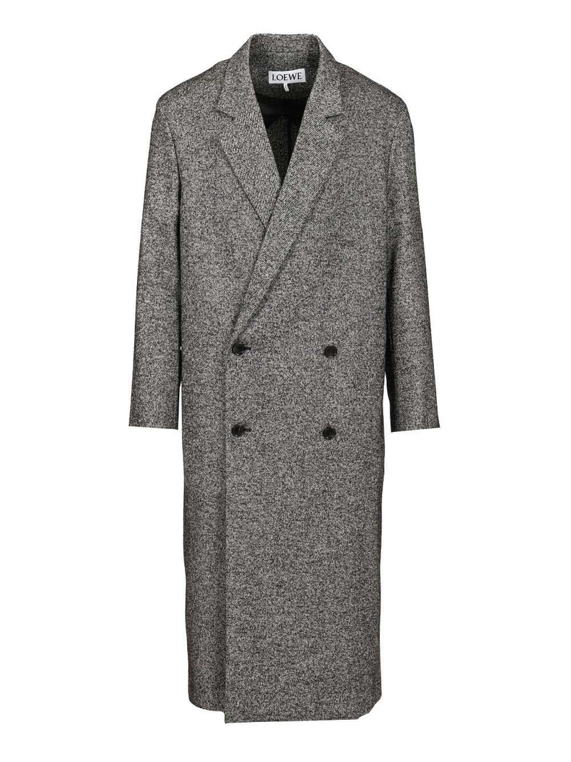 Loewe Loewe Double Breasted Grey Wool Blend Coat Men - World Class Fashion