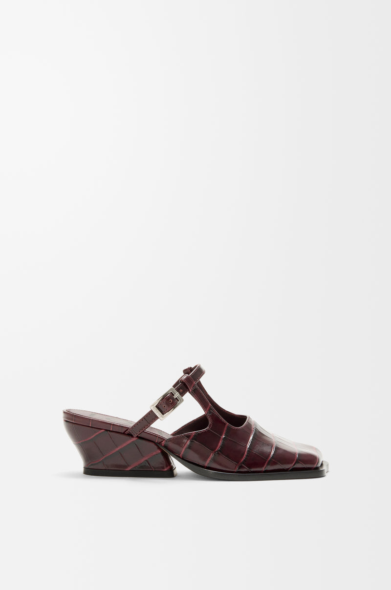 Loewe Loewe Onda Leather Sabot Bordeaux Women - World Class Fashion
