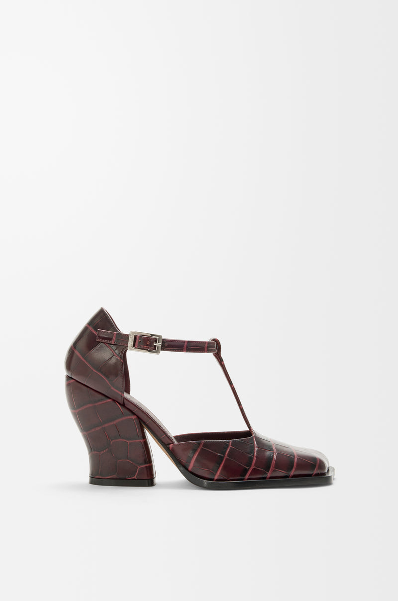 Loewe Loewe T-Bar Onda Heeled Shoes Bordeaux Women - World Class Fashion