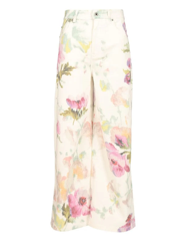 Loewe Loewe Floral Printed Jeans White Women - World Class Fashion