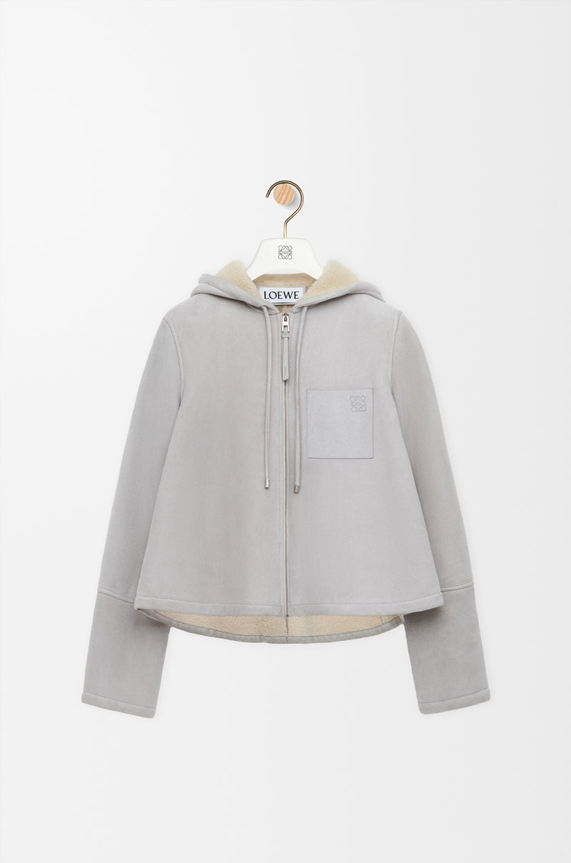 Loewe Loewe Shearling Hoodie Jacket Grey Women - World Class Fashion