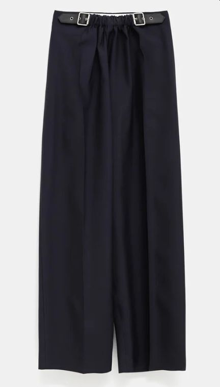 Loewe Loewe Belted Wool Pants Blue Women - World Class Fashion