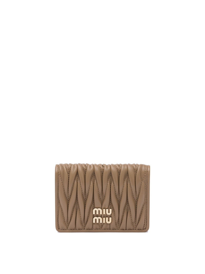 Miu Miu Miu Miu Leather Card Holder Beige - World Class Fashion