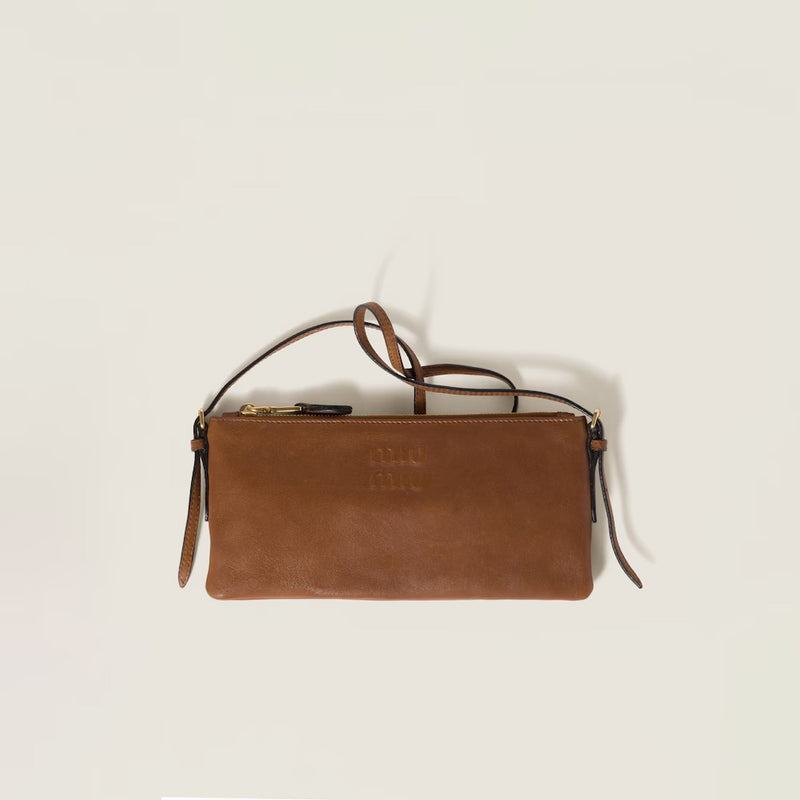 Miu Miu Miu Miu Nappa Crossbody Bag Brown Women - World Class Fashion