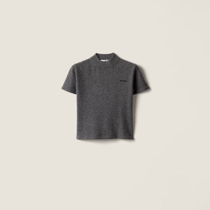 Miu Miu Miu Miu Camisa de punto de cachemira gris para mujer - World Class Fashion
