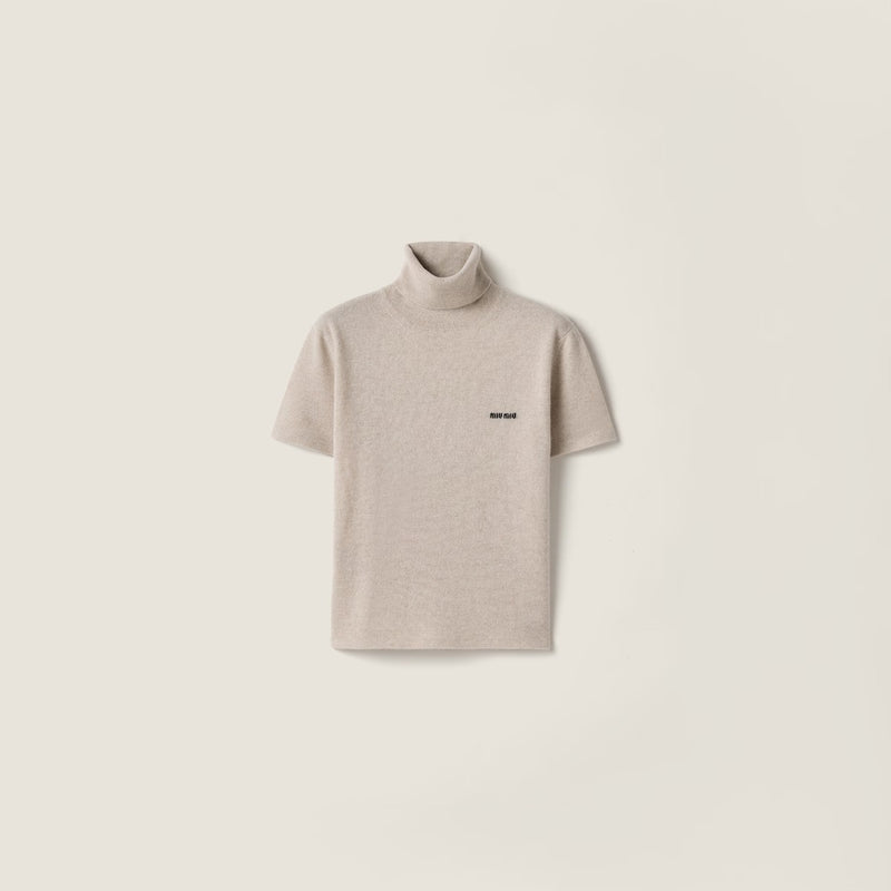 Miu Miu Camiseta de cuello alto de cachemir beige para mujer de Miu Miu - World Class Fashion