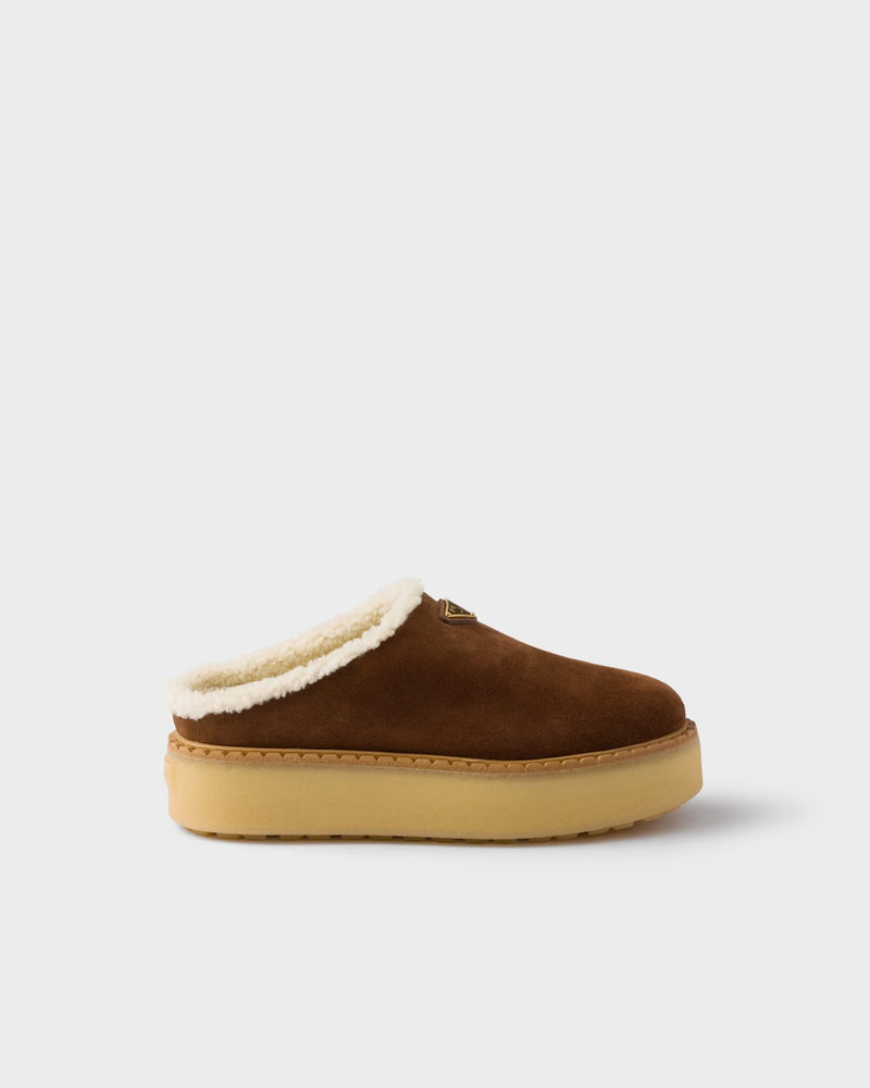 Prada Prada Suede Leather Slides Brown Women - World Class Fashion