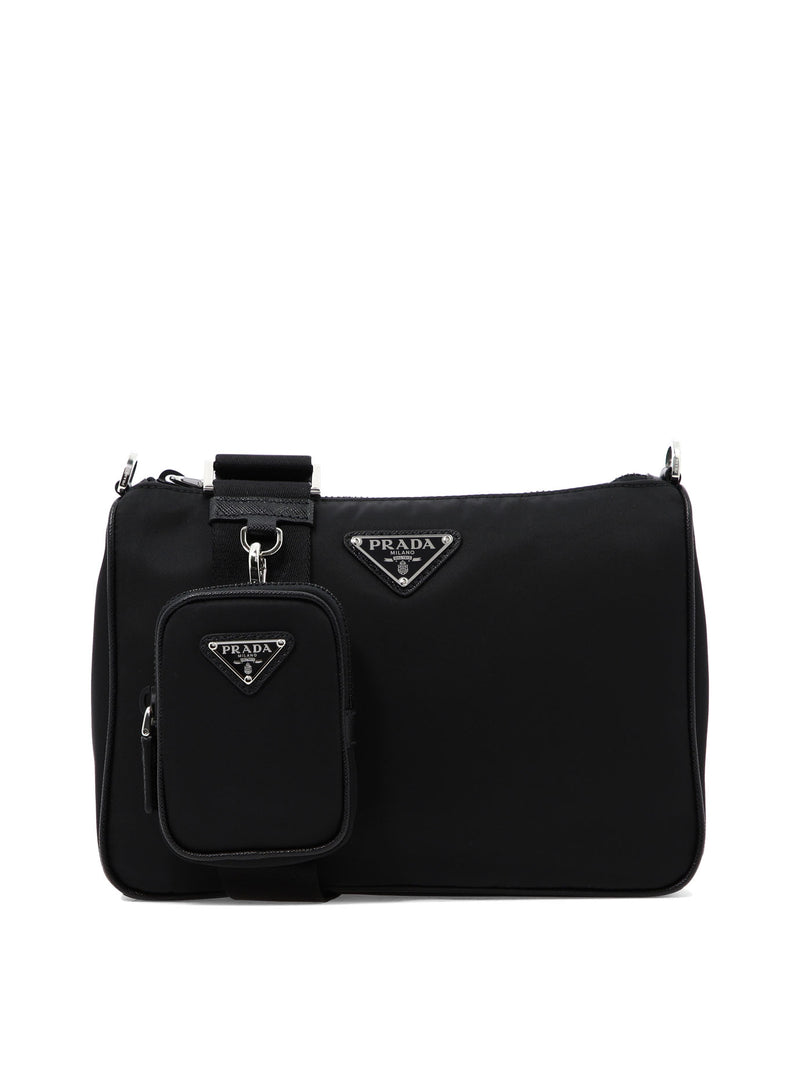 Prada Bolso bandolera Prada Re-Nylon y Saffiano Negro - World Class Fashion