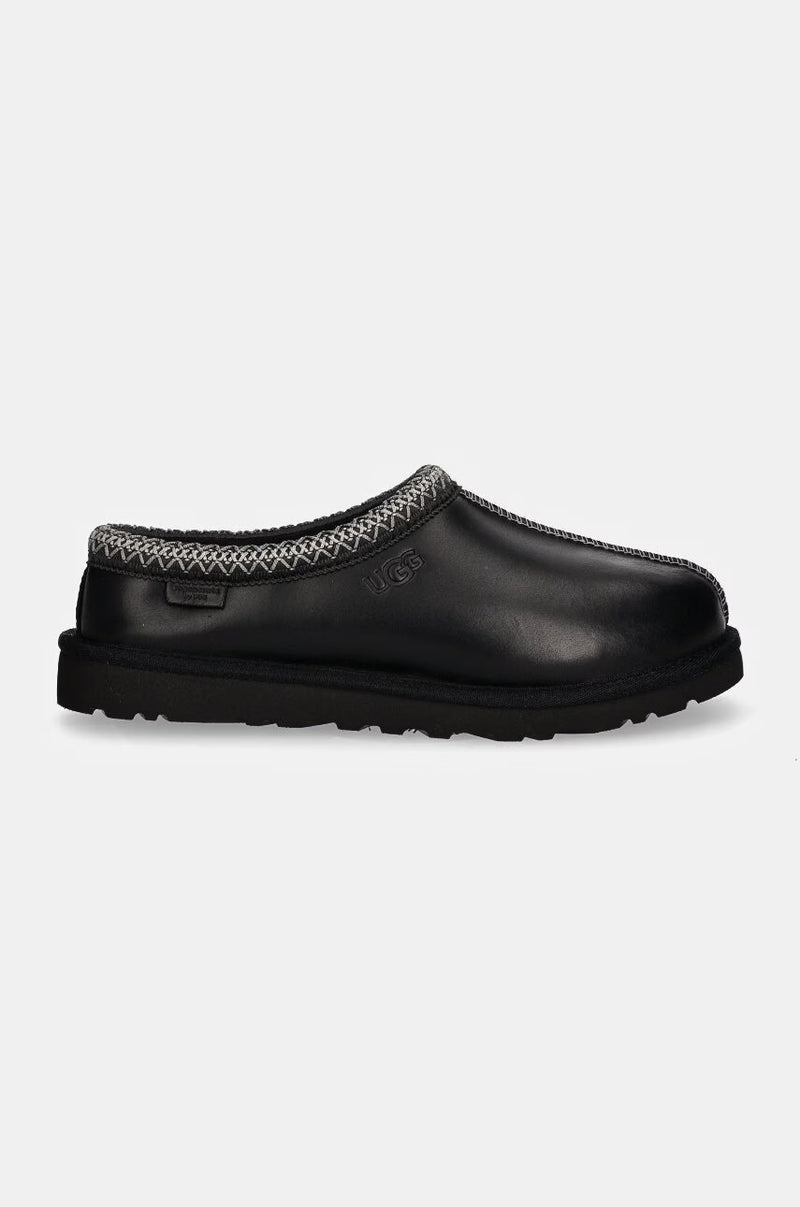 Ugg Pantuflas Ugg Tasman Leather Regen para hombre, color negro - World Class Fashion
