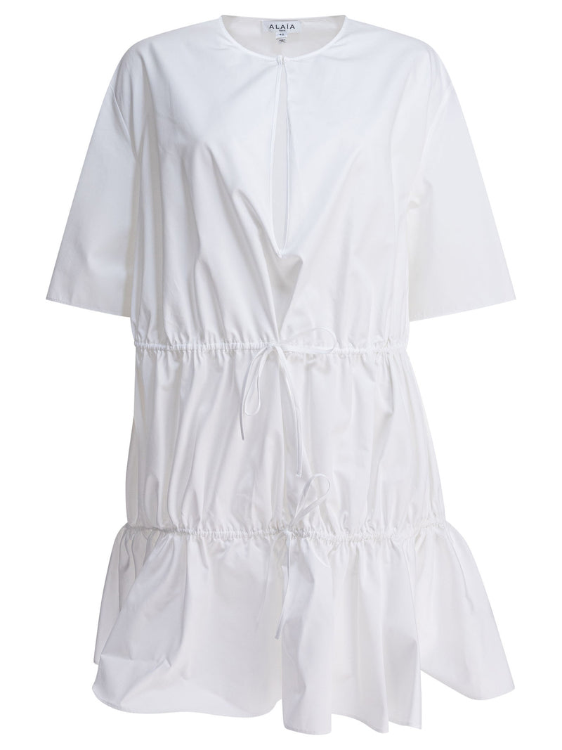 Alaia Alaia Vestido de popelín de algodón blanco para mujer - World Class Fashion